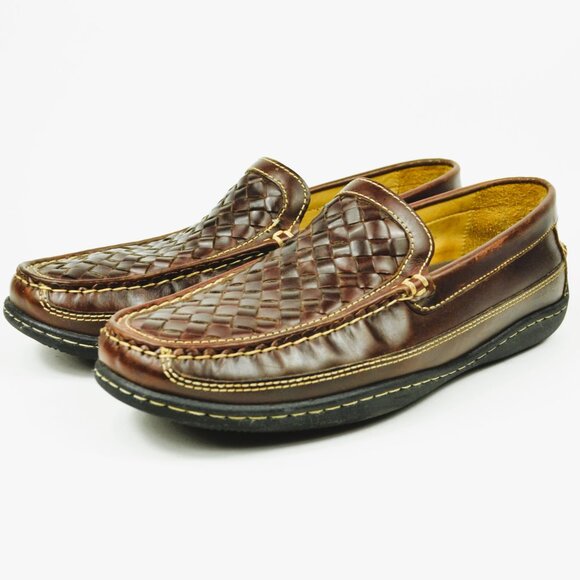 Johnston & Murphy Men\'s Size 8.5 Brown Woven Leather Slip On Loafers main image 5